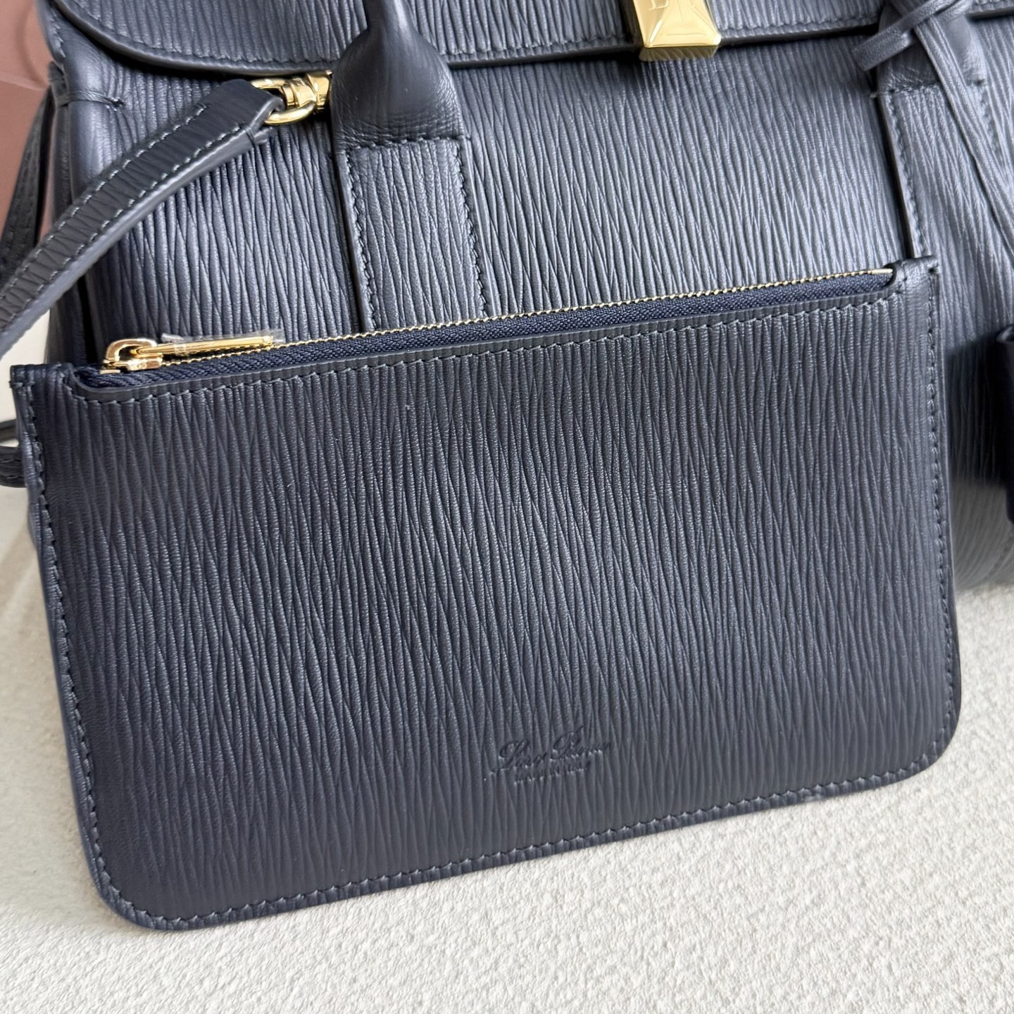 Loro Piana Loom L25 Calfskin Dark blue 25x18x12.5cm - Image 9