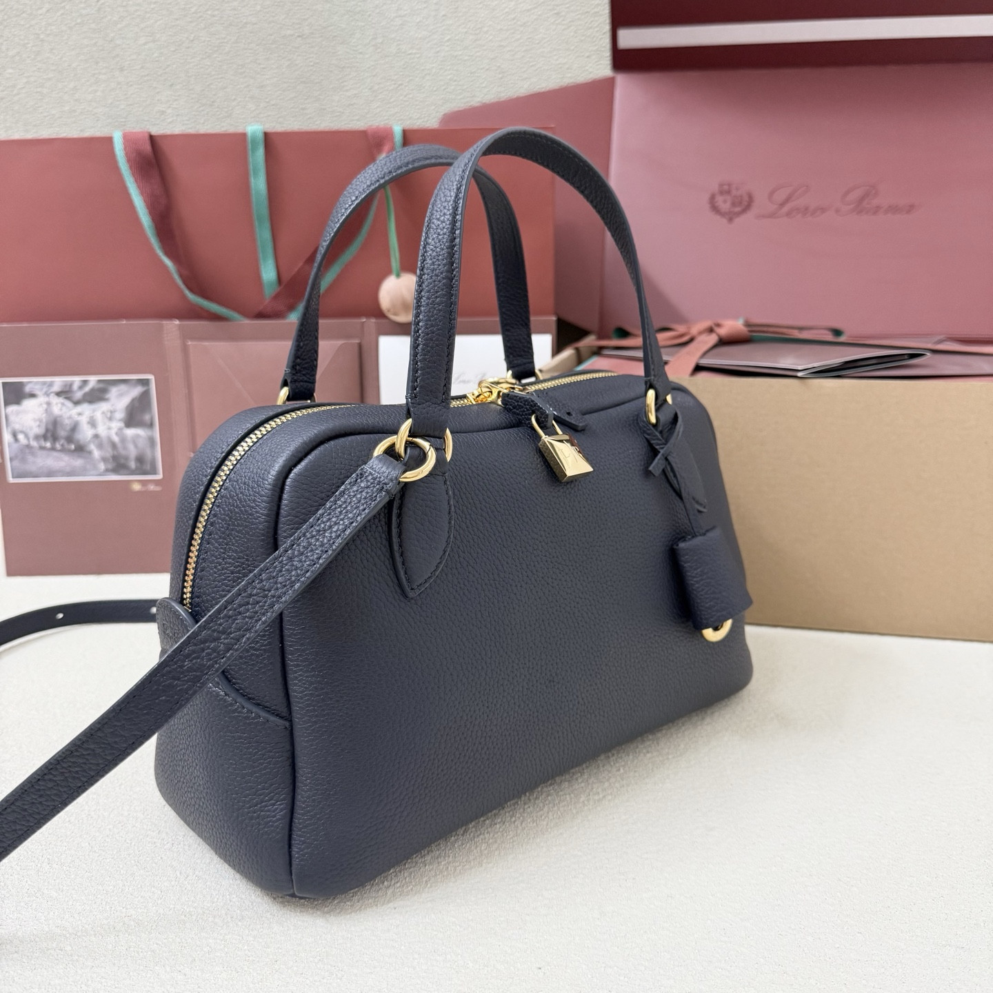 Loro Piana Small Needle Deep Royal Blue Bag (31x15x16cm) - Image 3