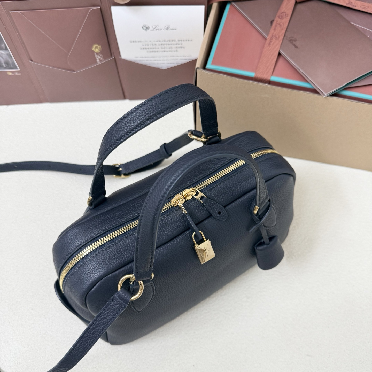 Loro Piana Small Needle Deep Royal Blue Bag (31x15x16cm) - Image 5