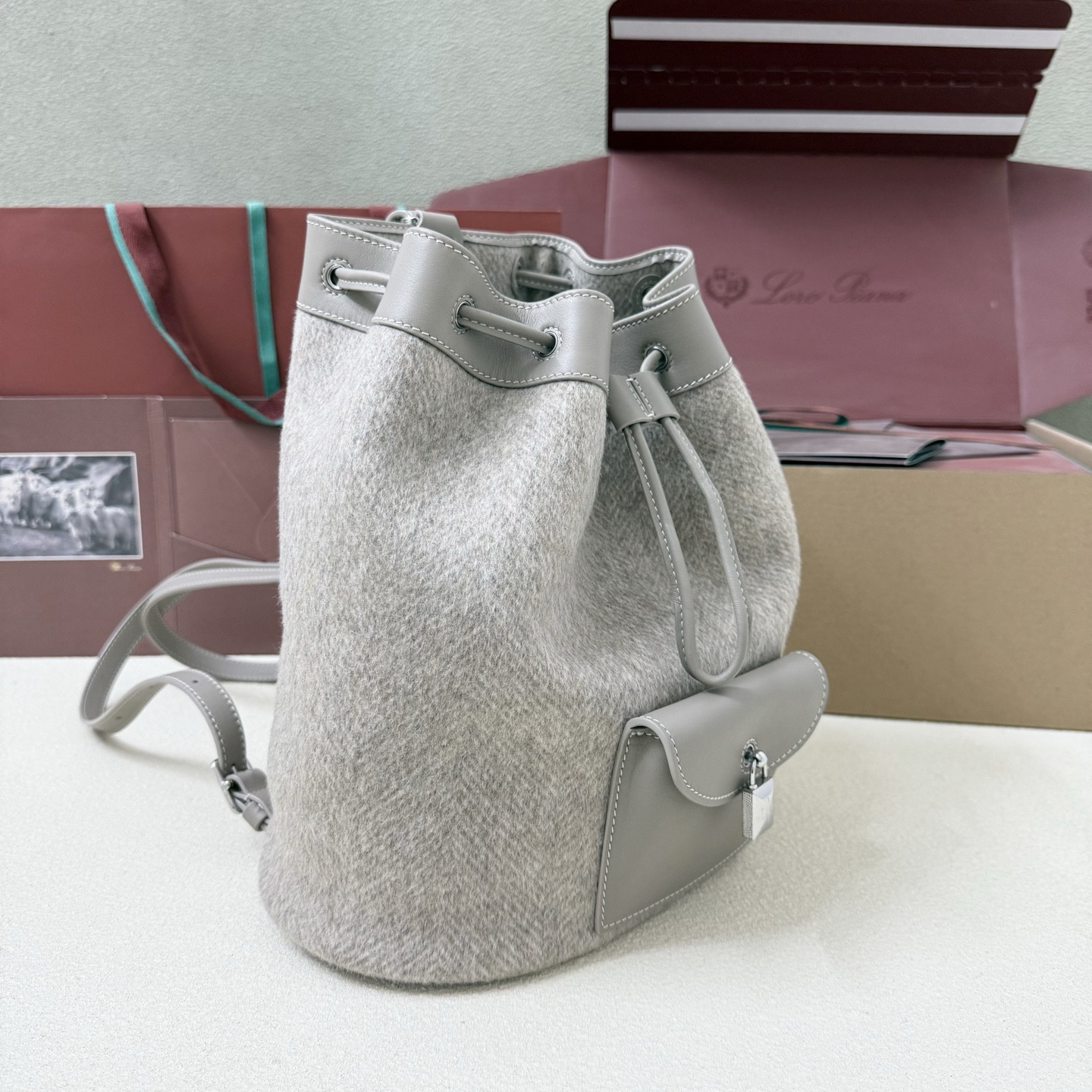 Loro Piana Extra Drawstring Backpack L27 25x27x14 cm - Image 3