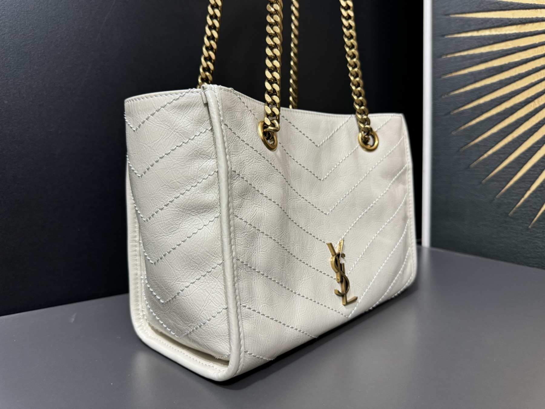 YSL NIKI Small Shopping in Vintage Leather 25x19x10cm - Image 9