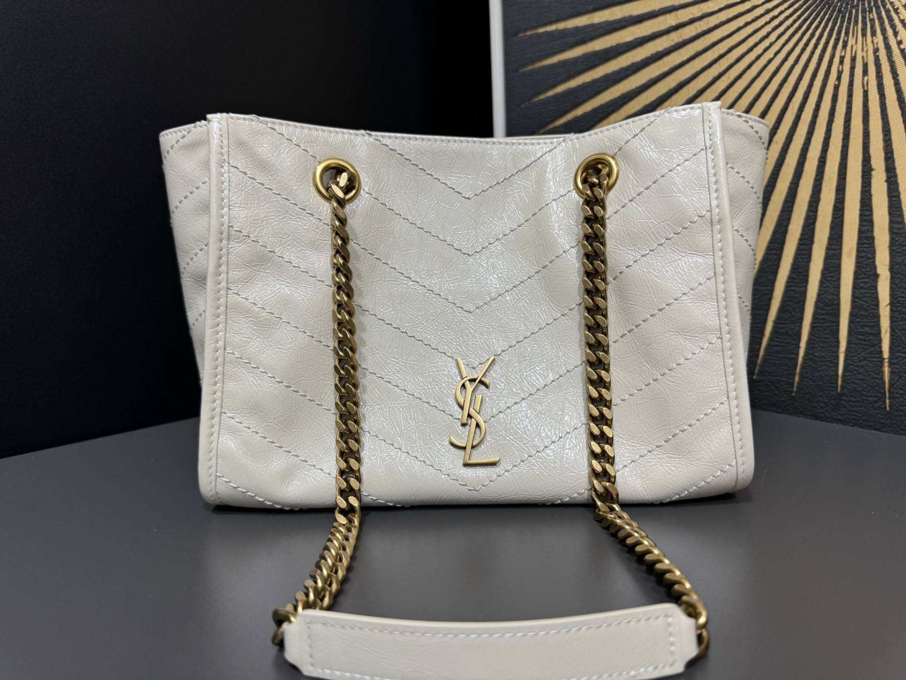 YSL NIKI Small Shopping in Vintage Leather 25x19x10cm - Image 10