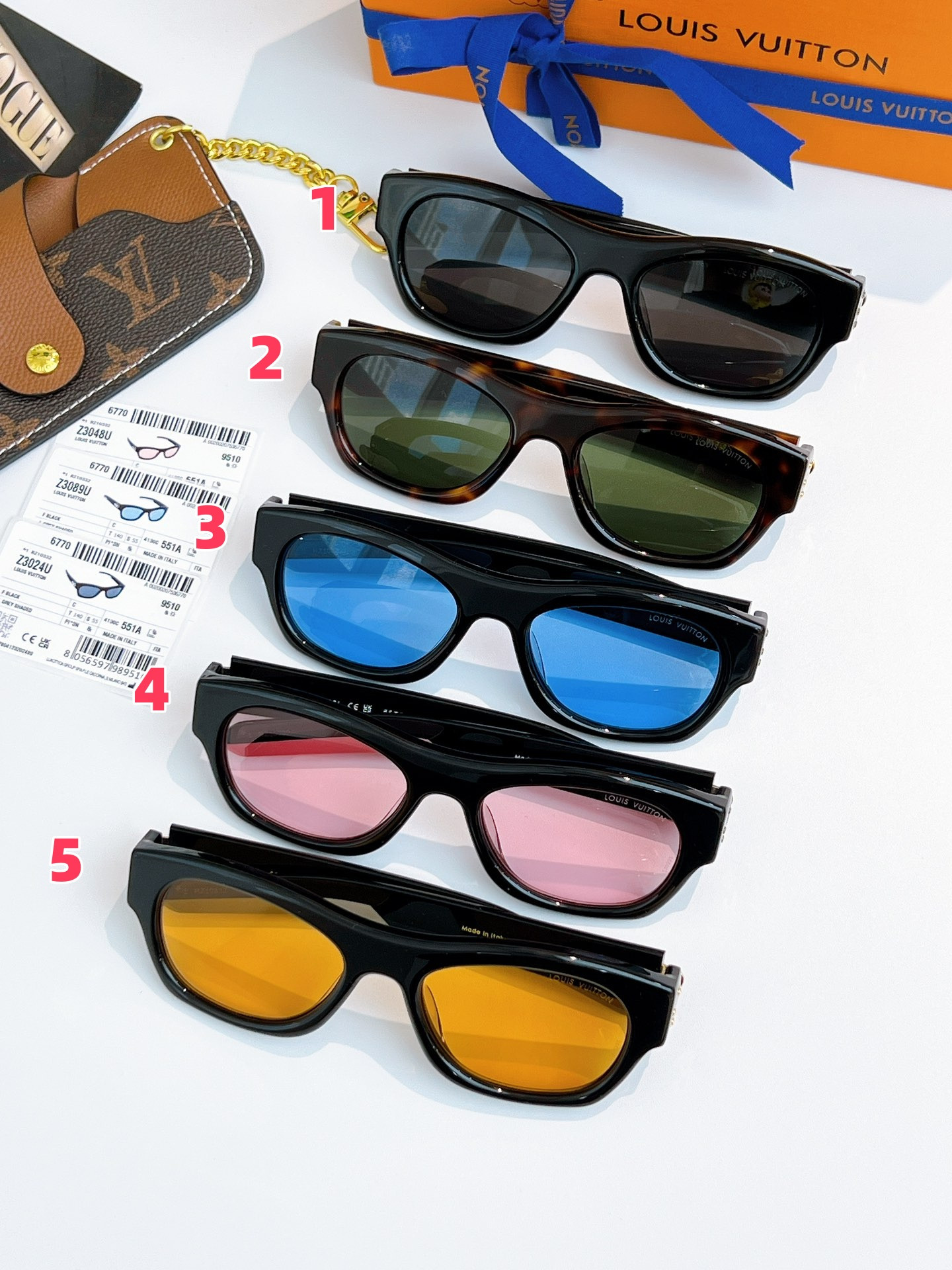 LV Frog Round Square Sunglasses Z3024U Z3048U Z3089U 55-20-140 - Image 2