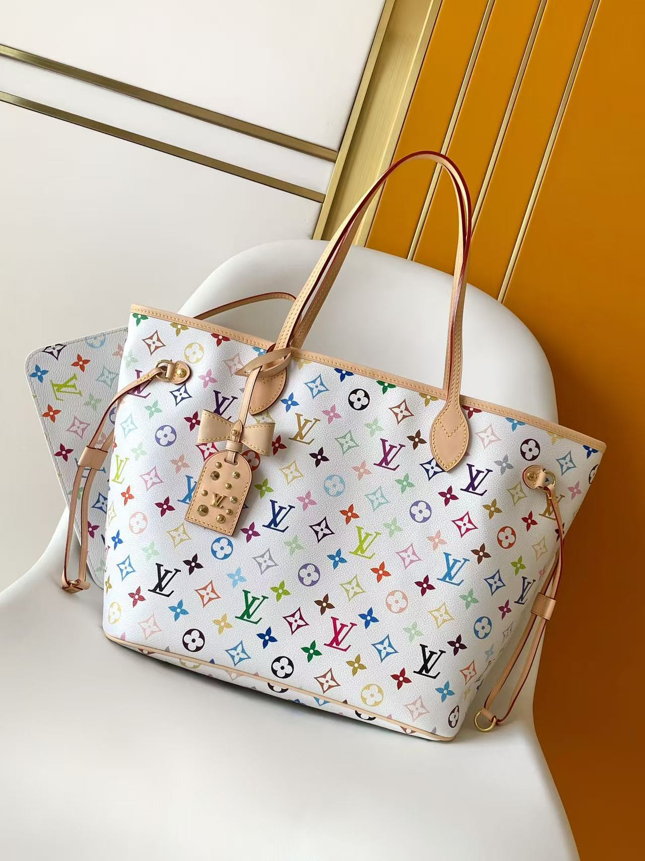 LV M46599 Neverfull MM 12.6 x 11.4 x 6.7 inches Without Box