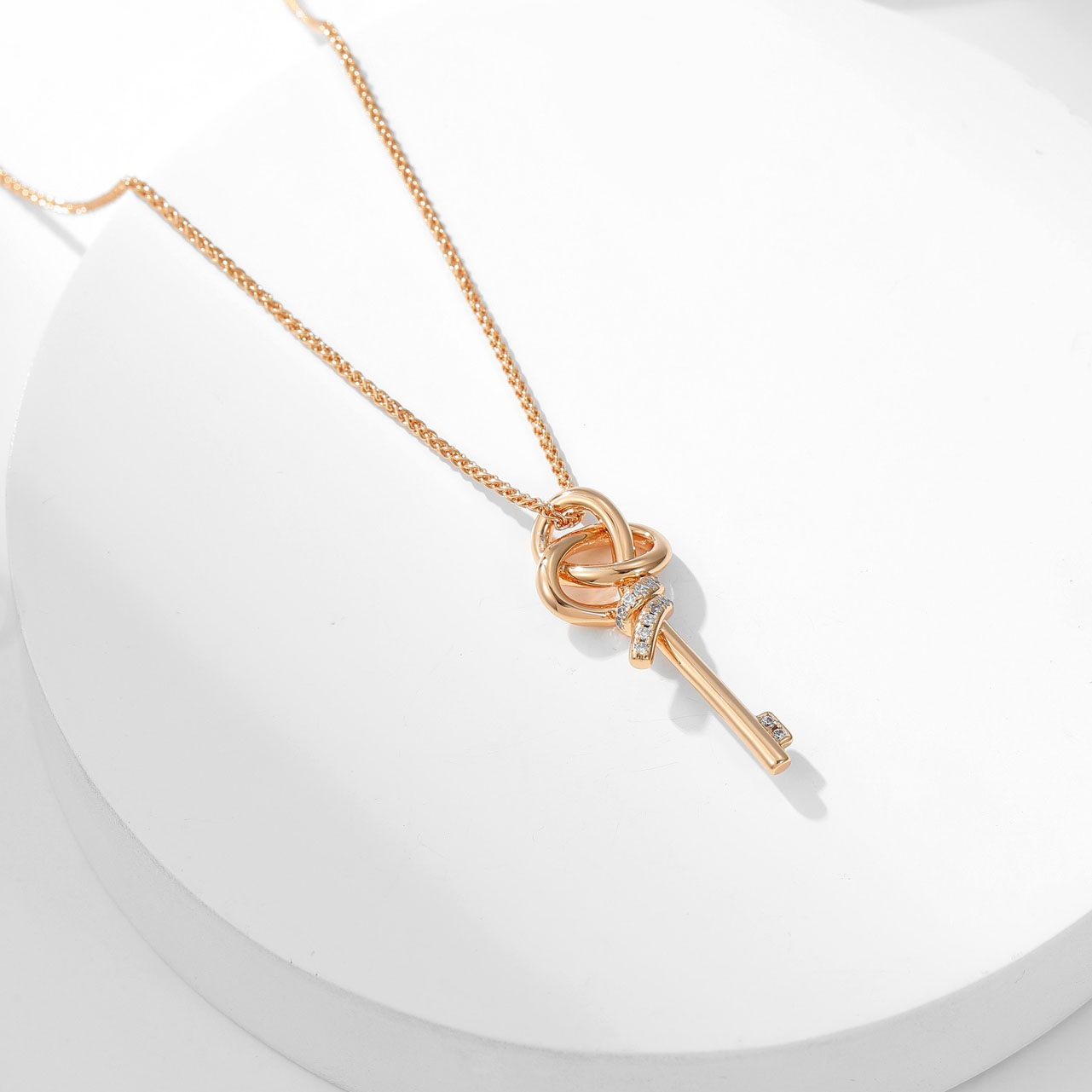 Tiffany Woven Collection Diamond Key Necklace (Small Size). - SUPER-MIRROR