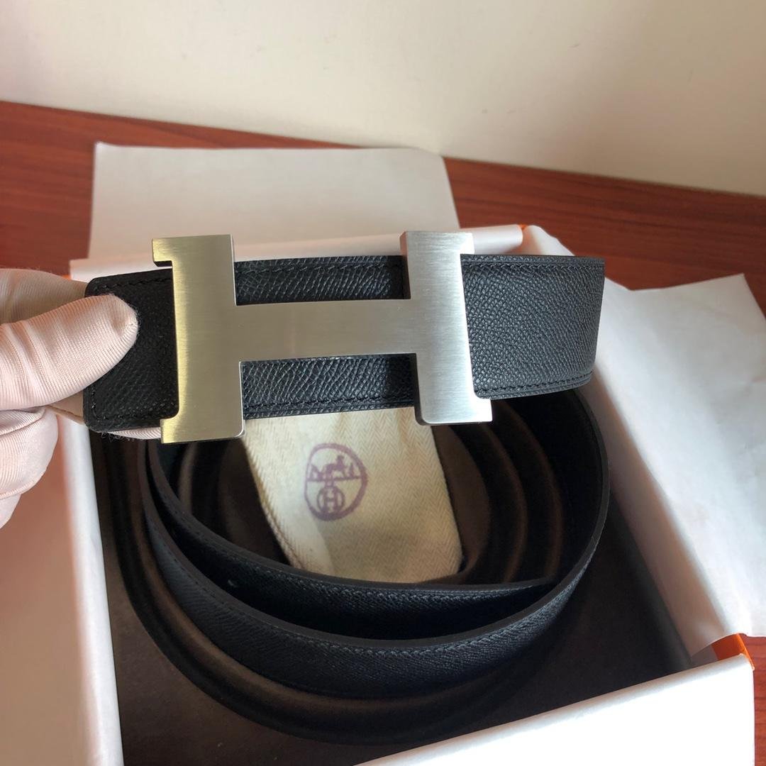 Hermes Mini Constance Guillochee Belt Buckle Reversible Black For Women, Women Belt - Image 3