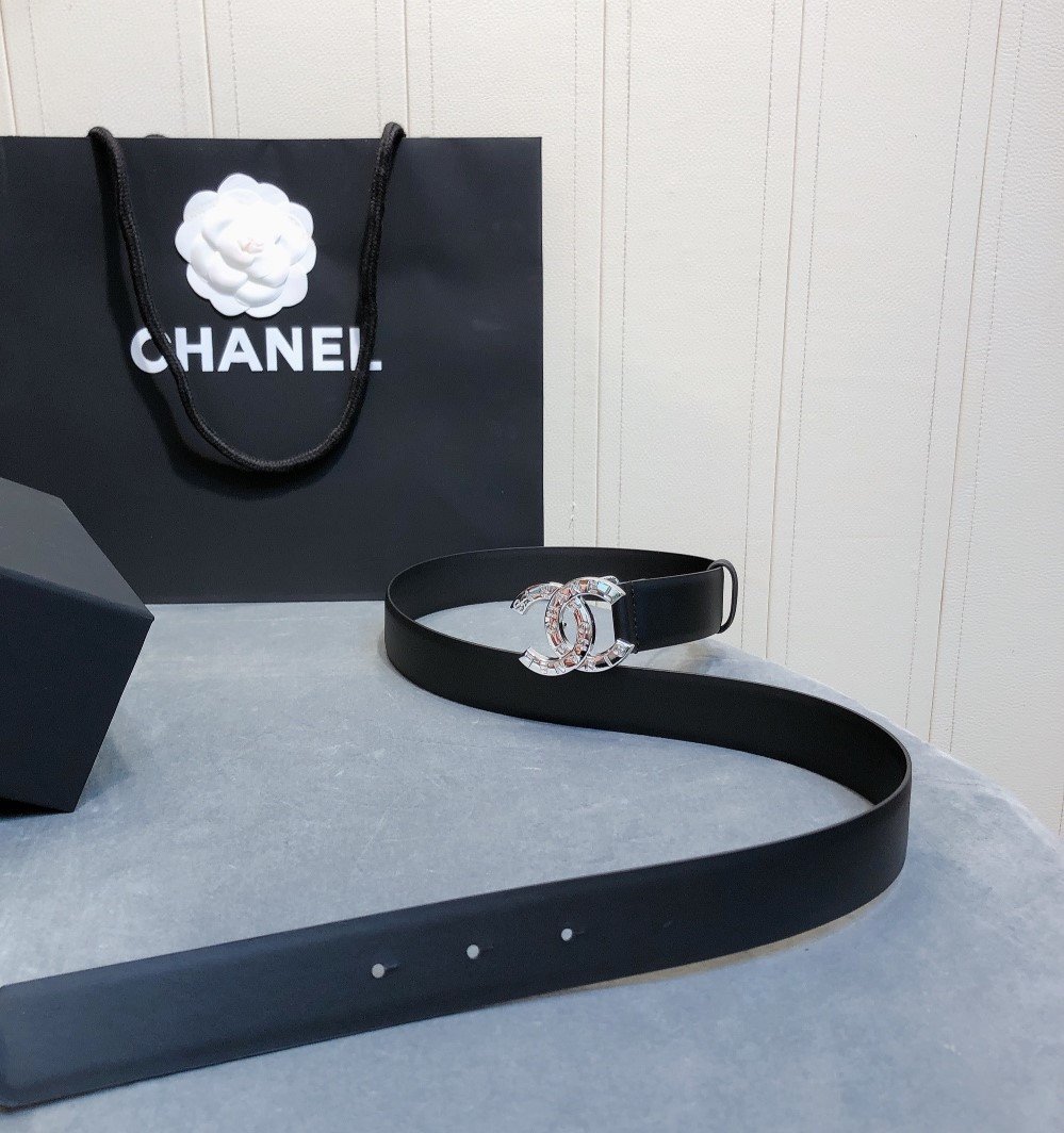 Chanel Belt With Double C Buckle Black With Full Silver Hardware Women Belt - Image 3