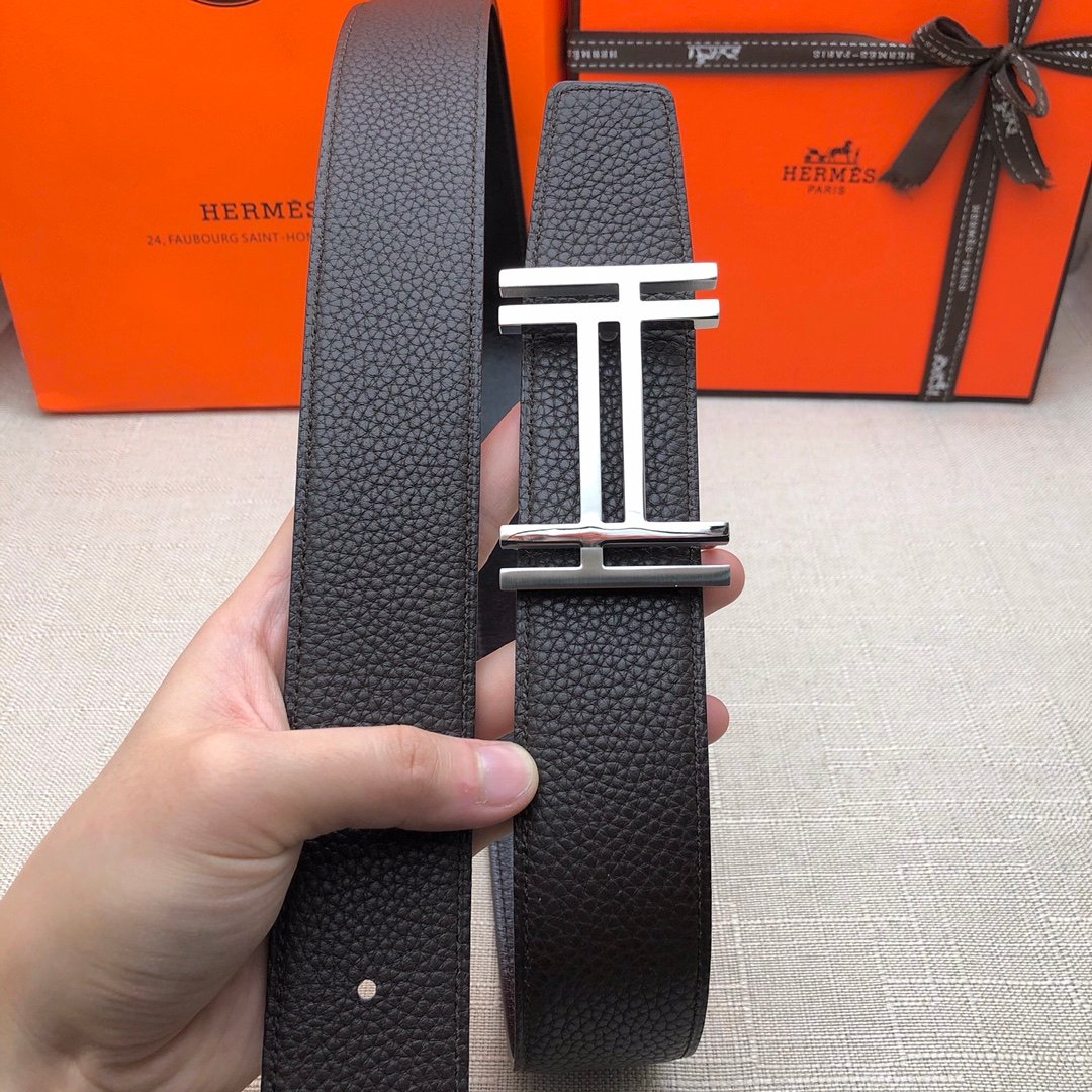 Hermes H Belt Buckle Reversible Brown For Women, Women Belt #8 - Image 4