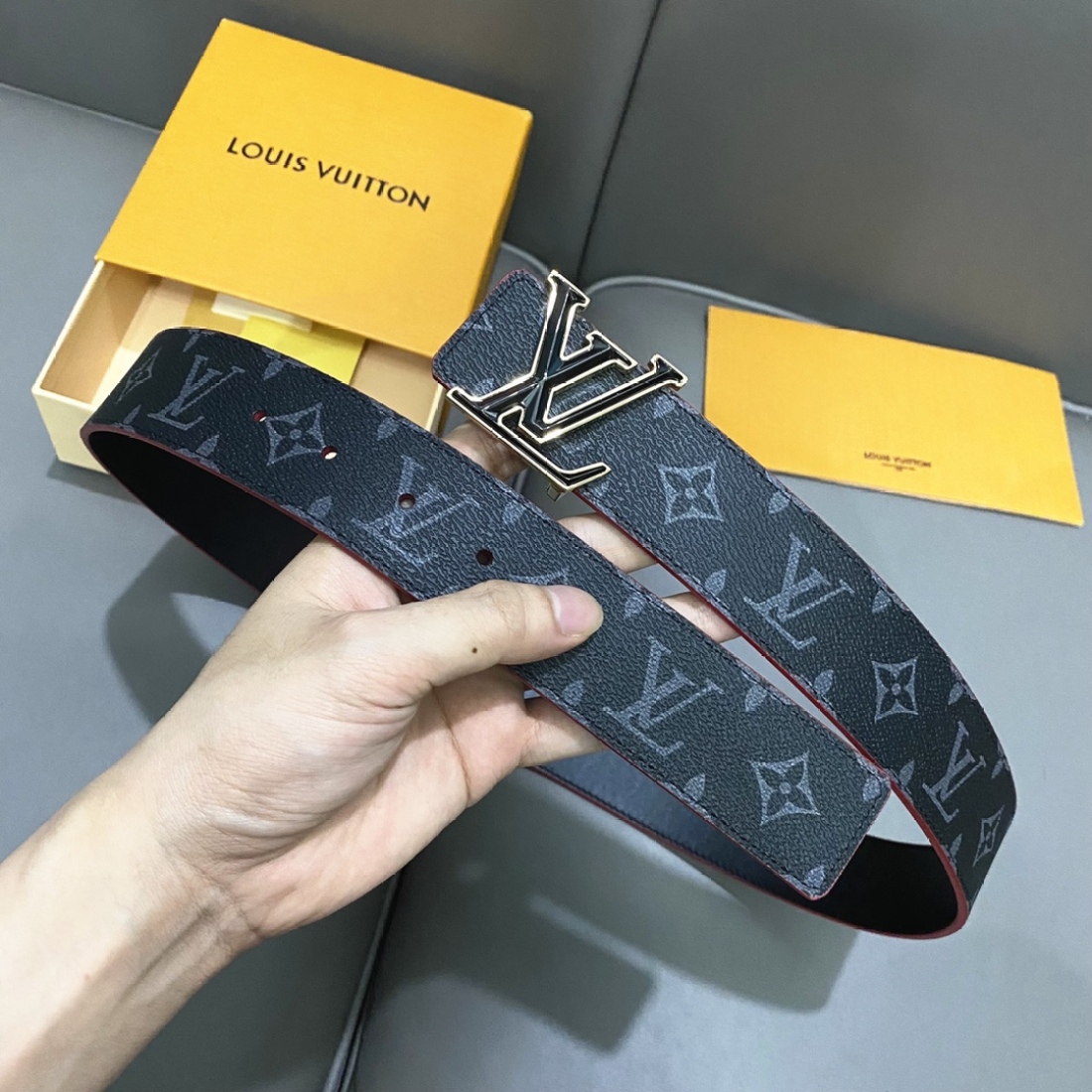 Lv Pyrmide Truck L Men's Belts Width: 40mm - Ultra-Collection - Image 4