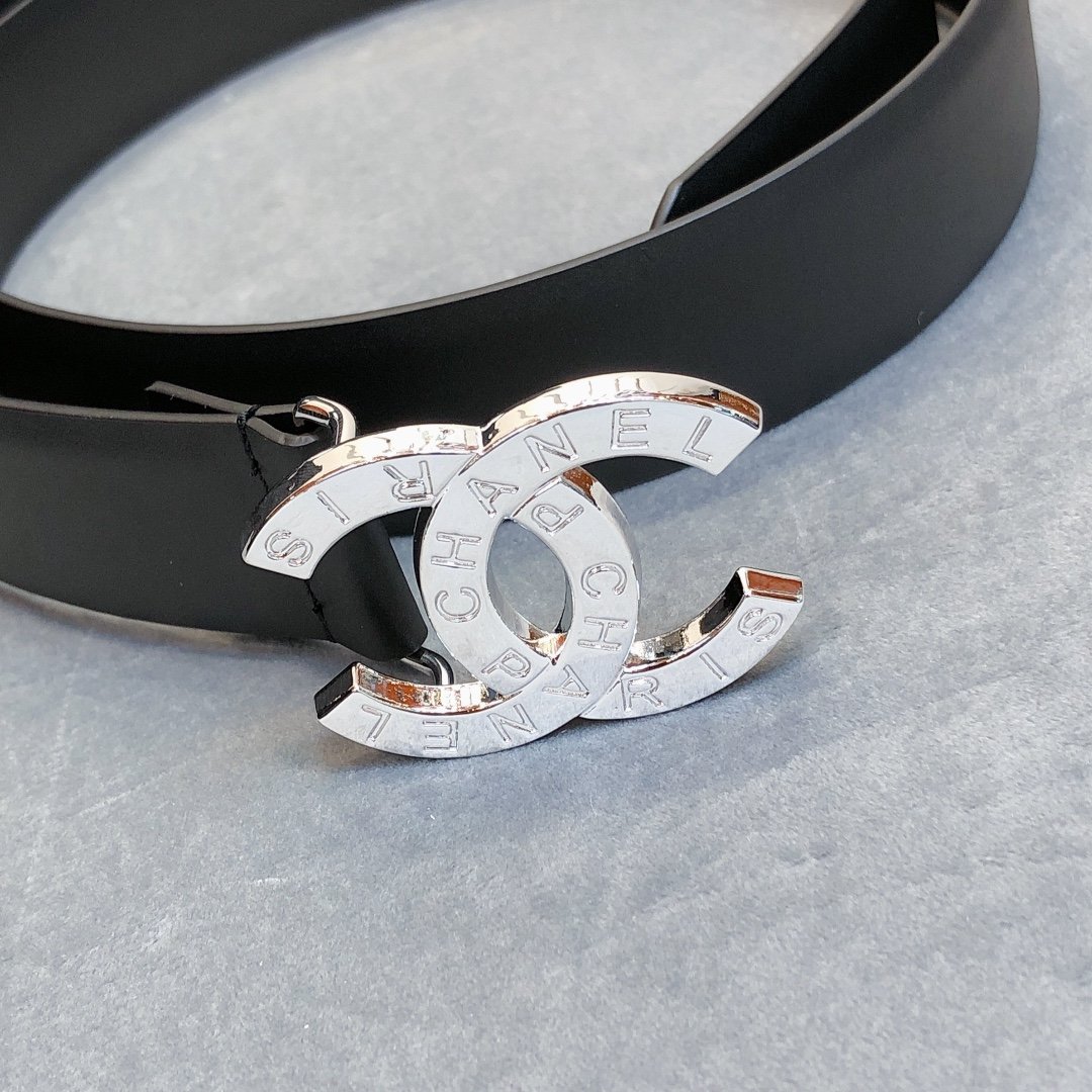 Chanel Belt With Double C Buckle Black With Full Silver Hardware Women Belt - Image 2