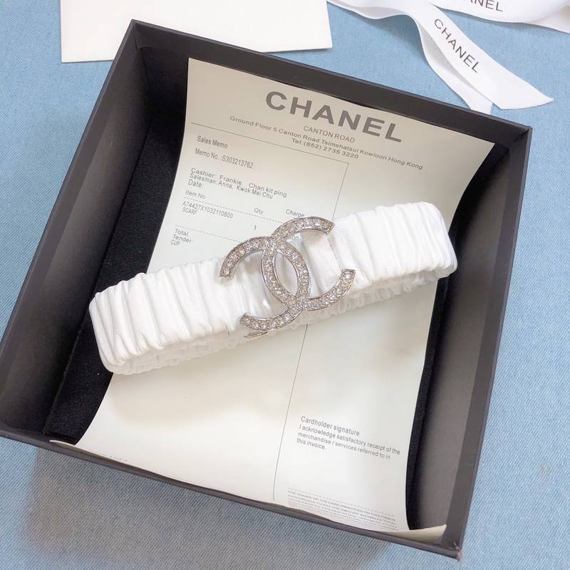 Chanel Belt Double C Buckle White Silver-Toned Hardware and Strass Women Belt - Image 8