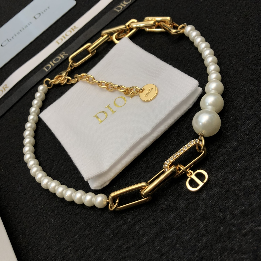 Dior Jewelry Necklace Temperament personality CD pearl necklace - PONI