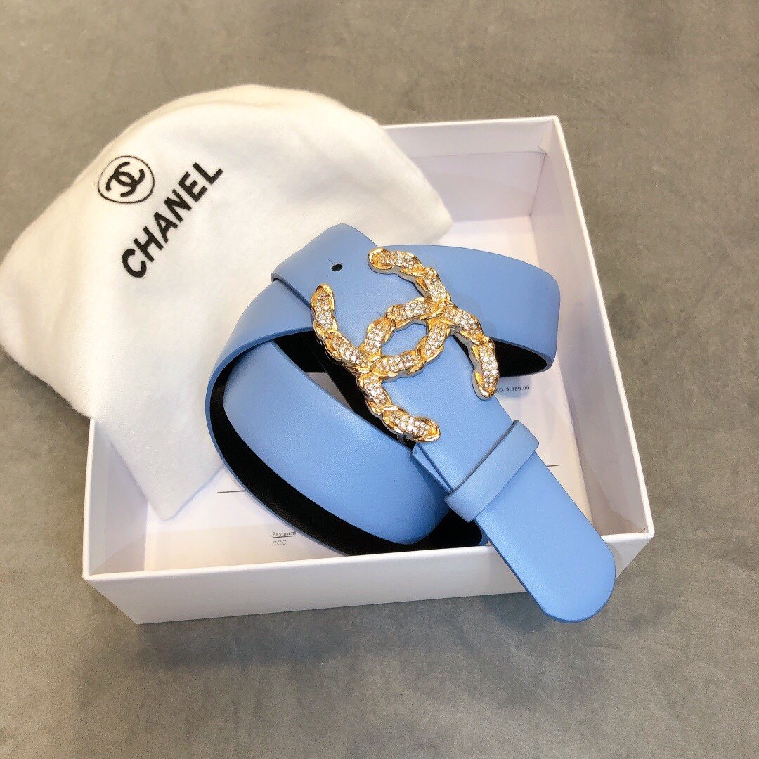 Chanel Belt With Double C Buckle Blue Women Belt - Image 6