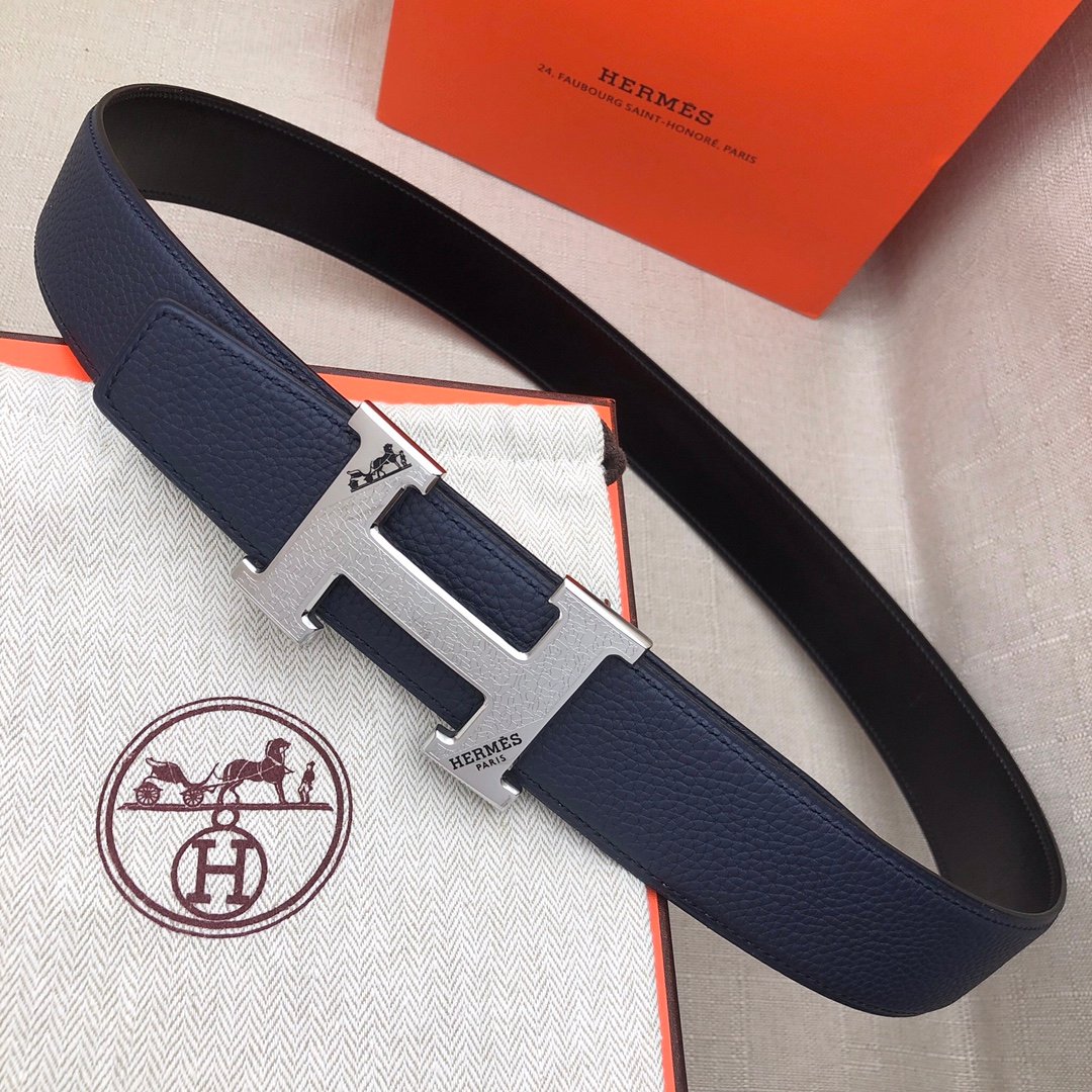 Hermes H Belt Buckle Reversible Blue For Women, Women Belt