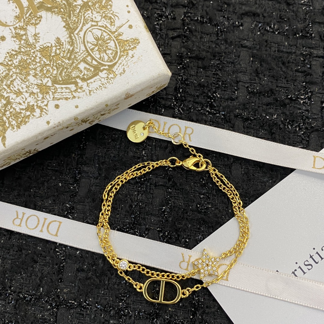 Dior Jewelry Bracelets Double chains, stars with diamonds, giant flashes in the sun - PONI