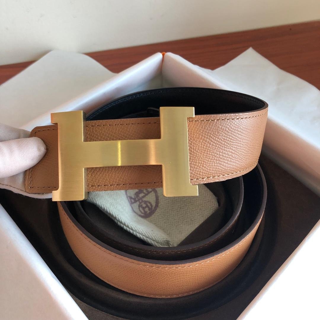 Hermes Mini Constance Guillochee Belt Buckle Reversible Brown For Women, Women Belt - Image 3