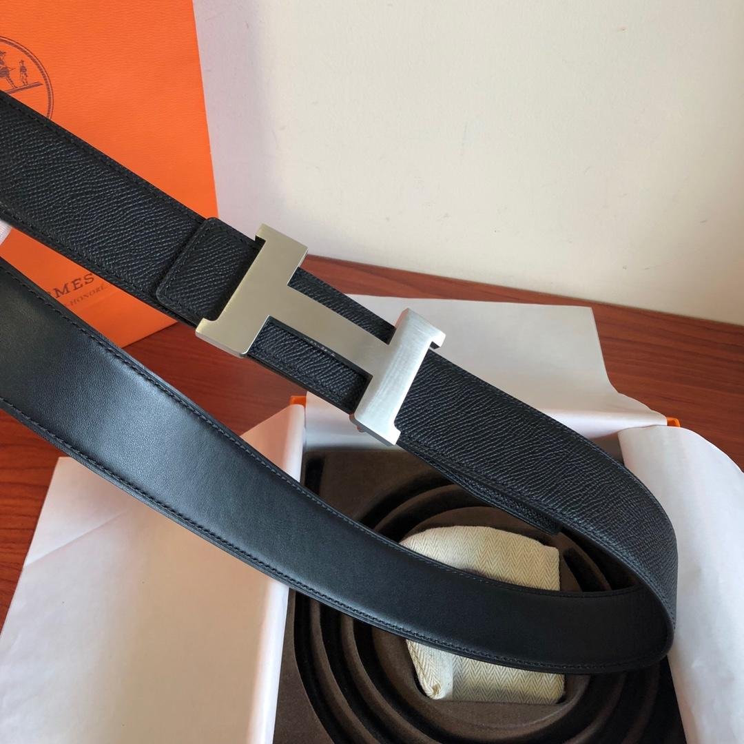 Hermes Mini Constance Guillochee Belt Buckle Reversible Black For Women, Women Belt - Image 2