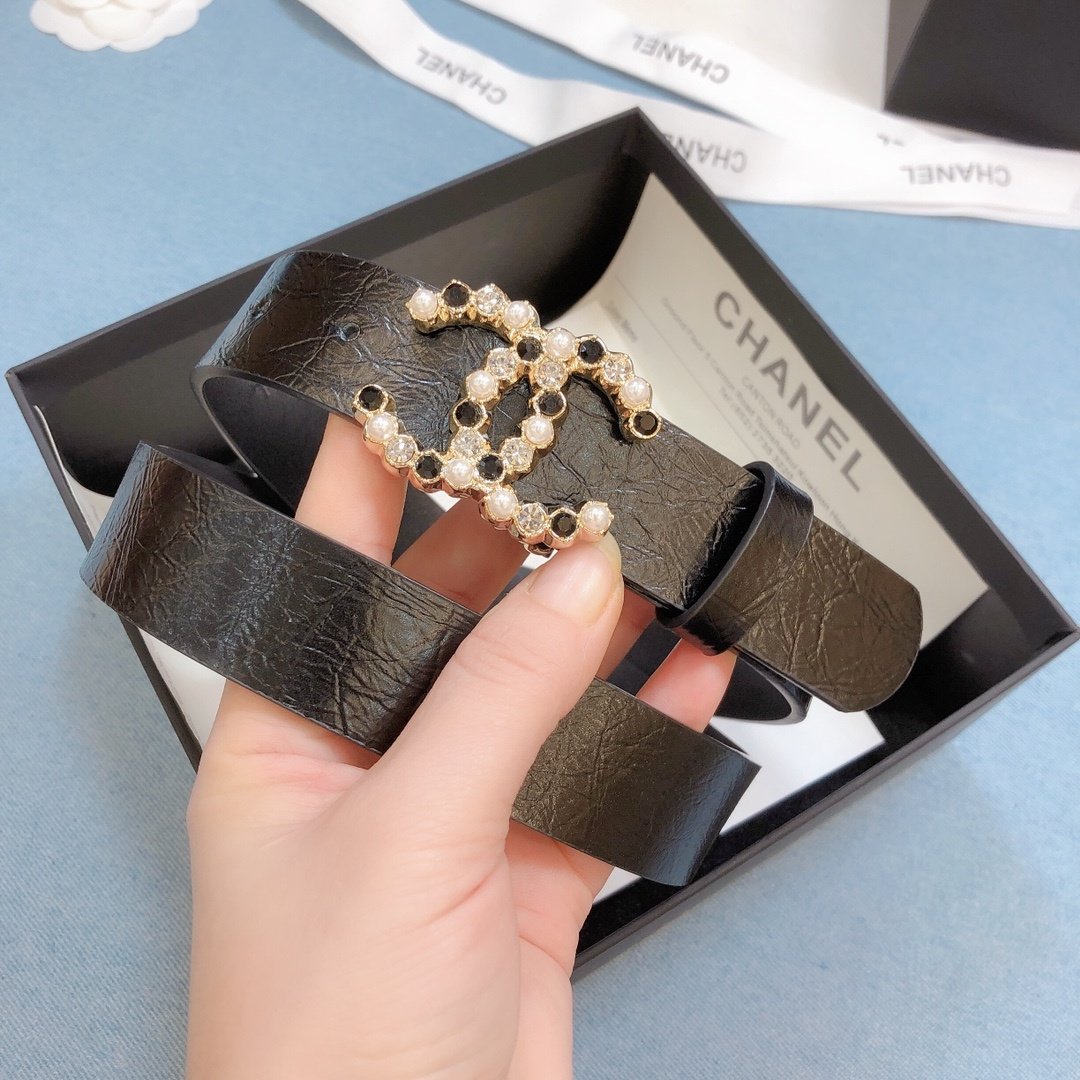 Chanel Belt With Beaded Buckle Brown Gold-Toned Metal and Strass Women Belt - Image 5