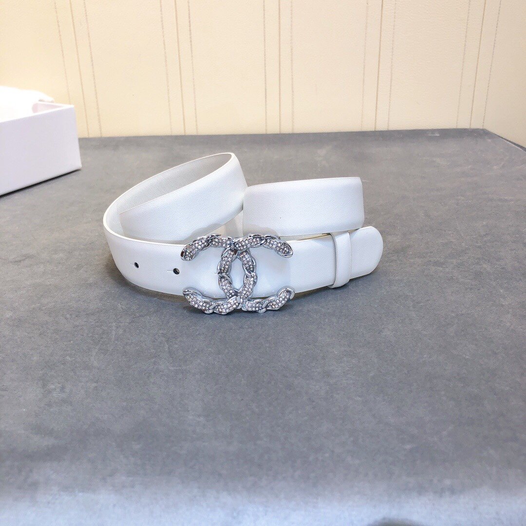 Chanel Belt With Double C Buckle White Women Belt #1 - Image 5