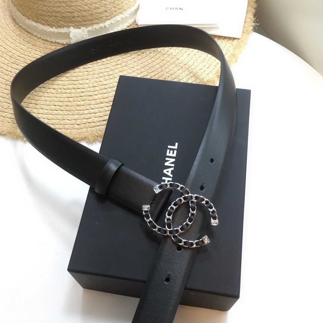 Chanel Belt With Double C Buckle Black with Silver mix Black Hardware Women Belt - Image 5