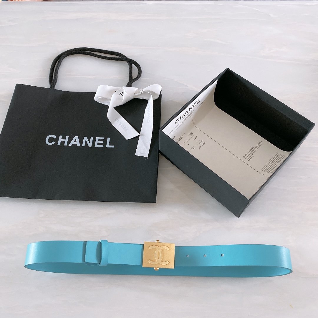 Chanel Belt With Ribbon Buckle Blue Women Belt - Image 4