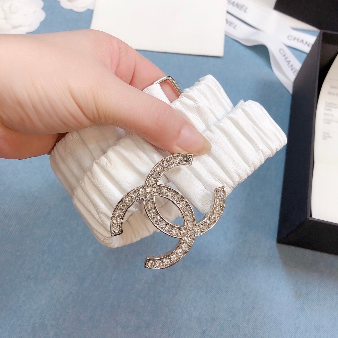 Chanel Belt Double C Buckle White Silver-Toned Hardware and Strass Women Belt - Image 7