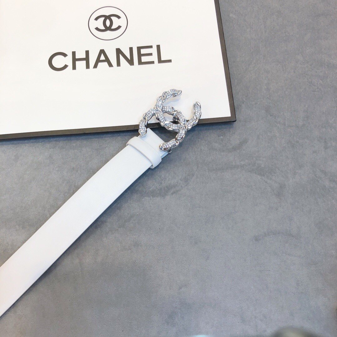 Chanel Belt With Double C Buckle White Women Belt #1 - Image 2