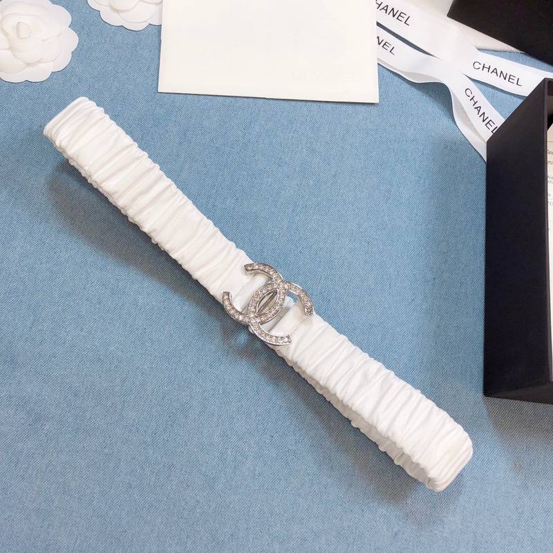 Chanel Belt Double C Buckle White Silver-Toned Hardware and Strass Women Belt - Image 4
