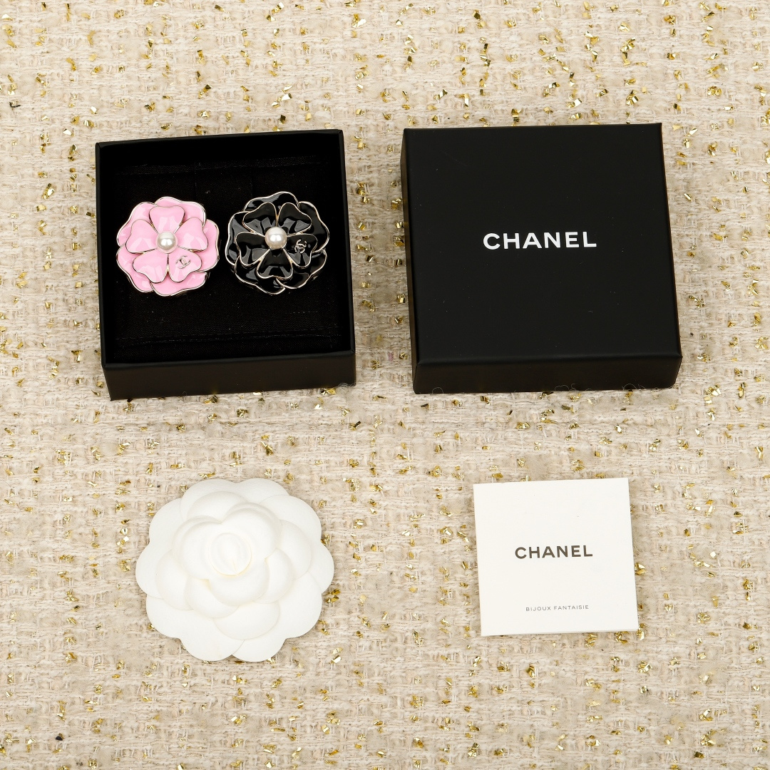 Chanel Blue Camellia Double C Brooches