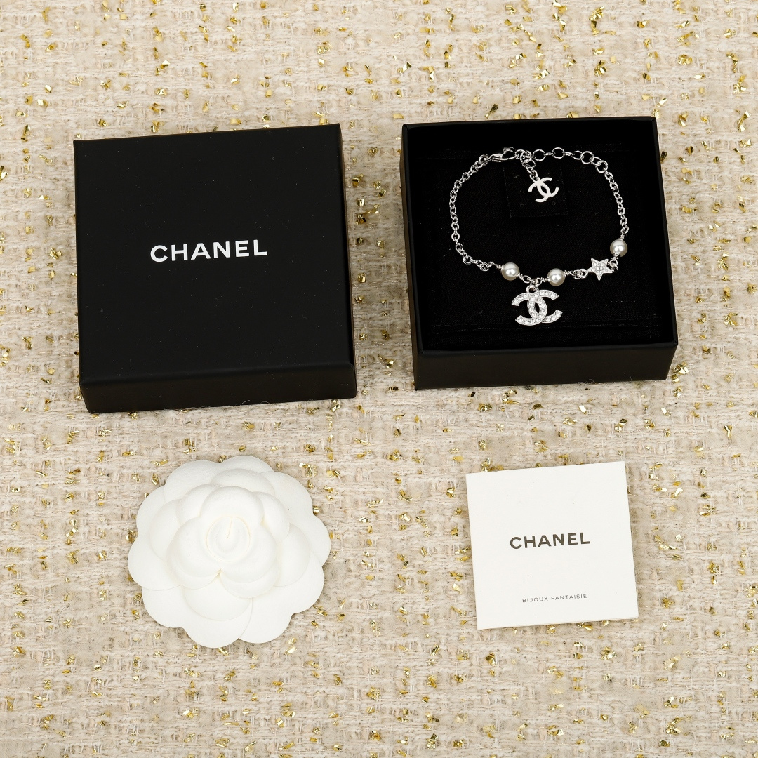 Chanel Star Diamond Pearl Double C Bracelet
