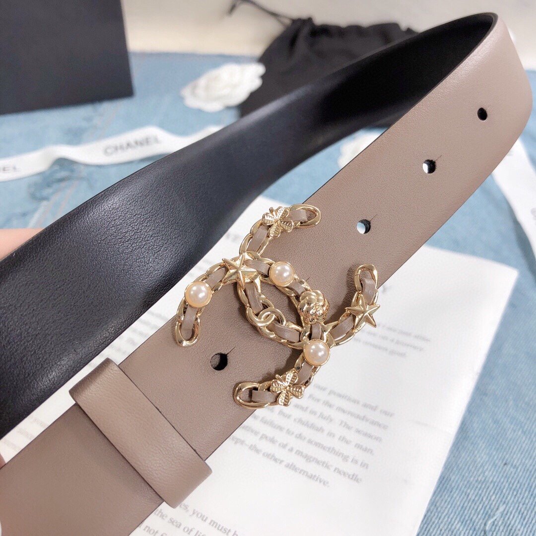 Chanel Belt With Double C Buckle Beige Gold Toned Hardware Women Belt - Image 2