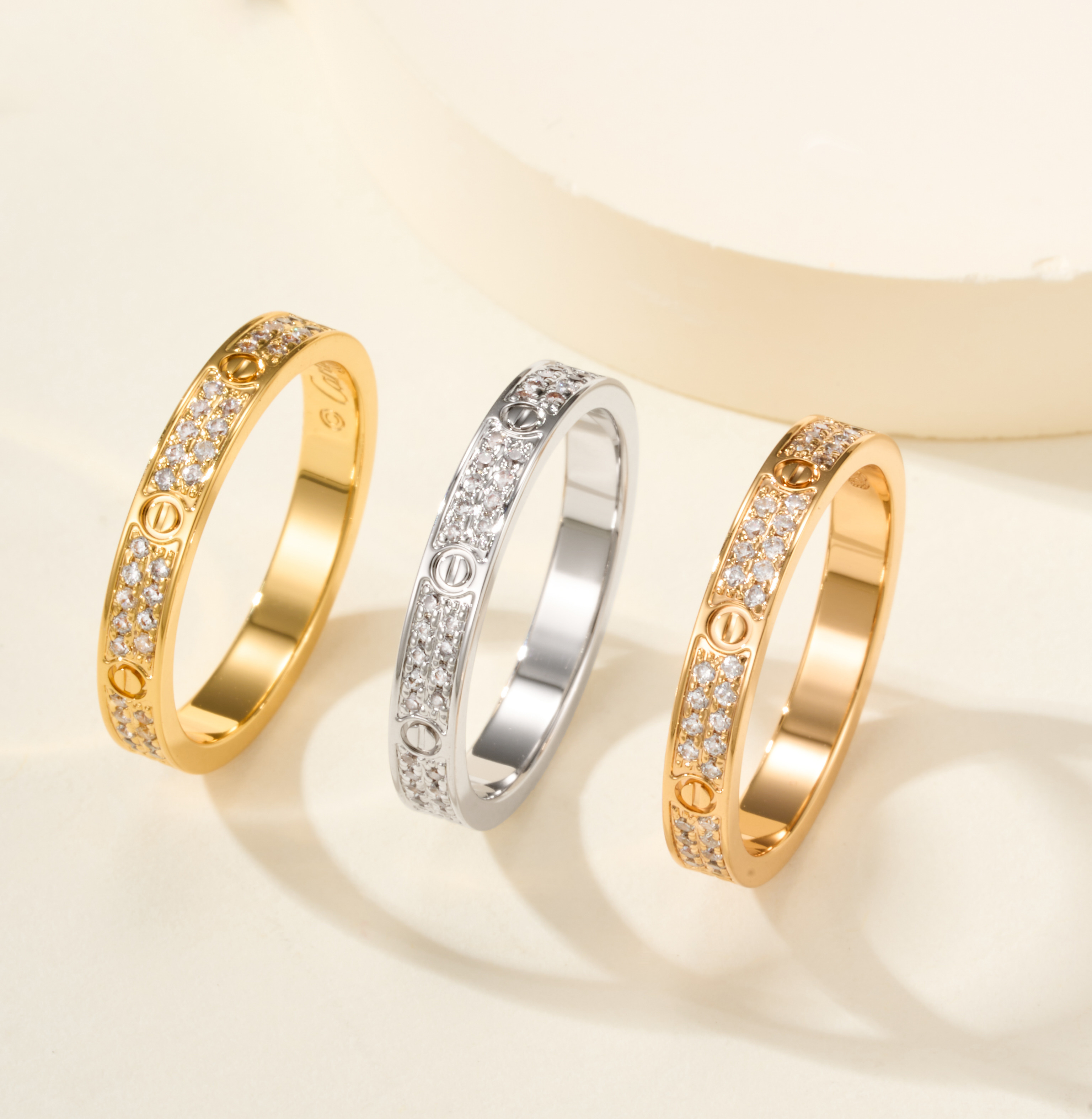Cartier Love Ultra-Narrow Diamond-Set Full Star Rings, Width 2.6mm - SUPER-MIRROR