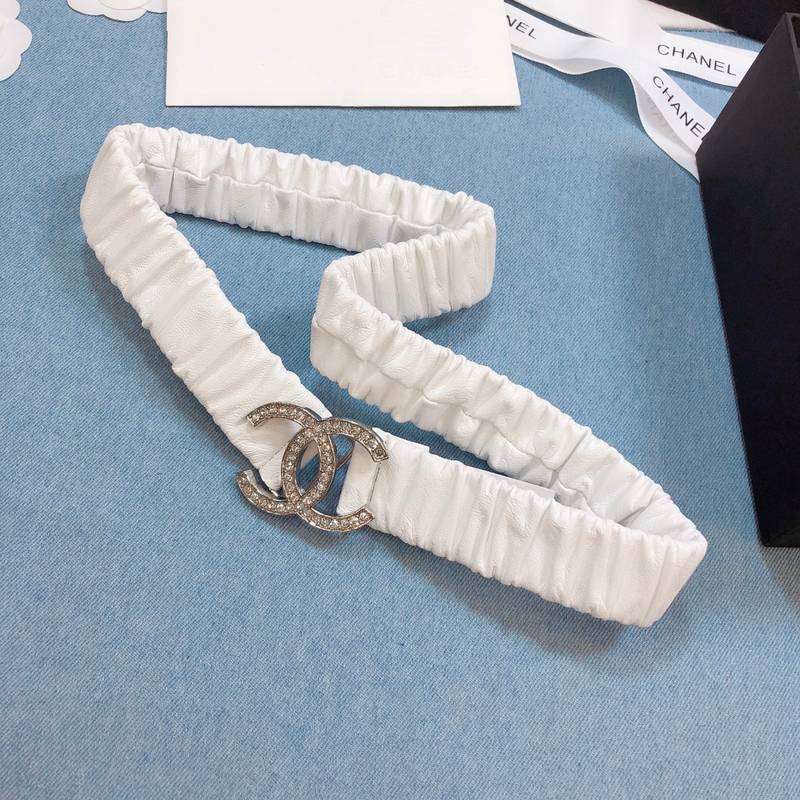 Chanel Belt Double C Buckle White Silver-Toned Hardware and Strass Women Belt - Image 3