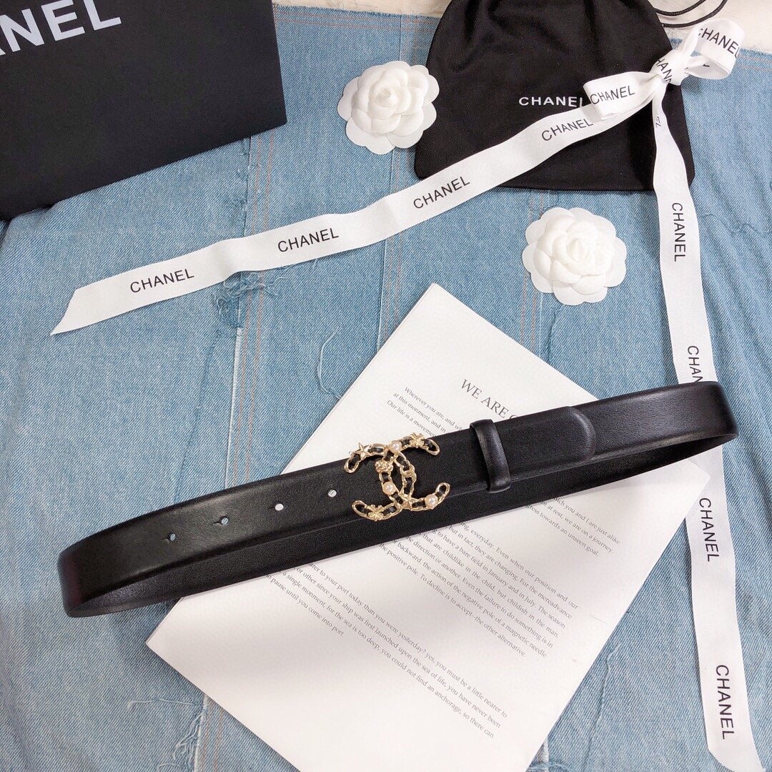 Chanel Belt With Double C Buckle Black Gold Toned Hardware Women Belt - Image 3