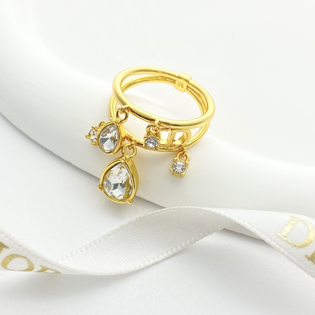 Dior Jewelry Rings CD water drop diamond hollow double ring - PONI - Image 6