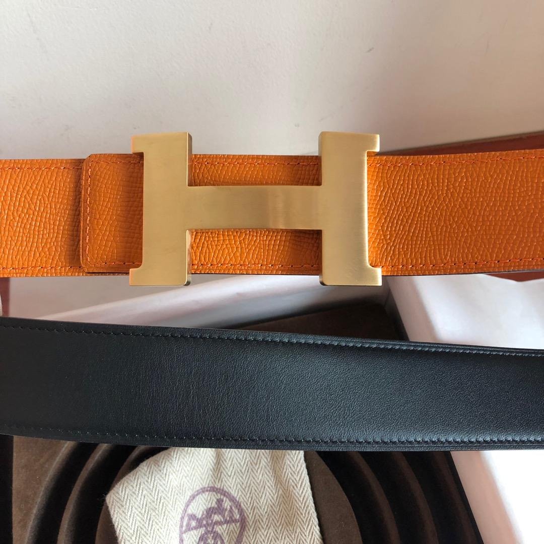 Hermes Mini Constance Guillochee Belt Buckle Reversible Orange For Women, Women Belt - Image 5