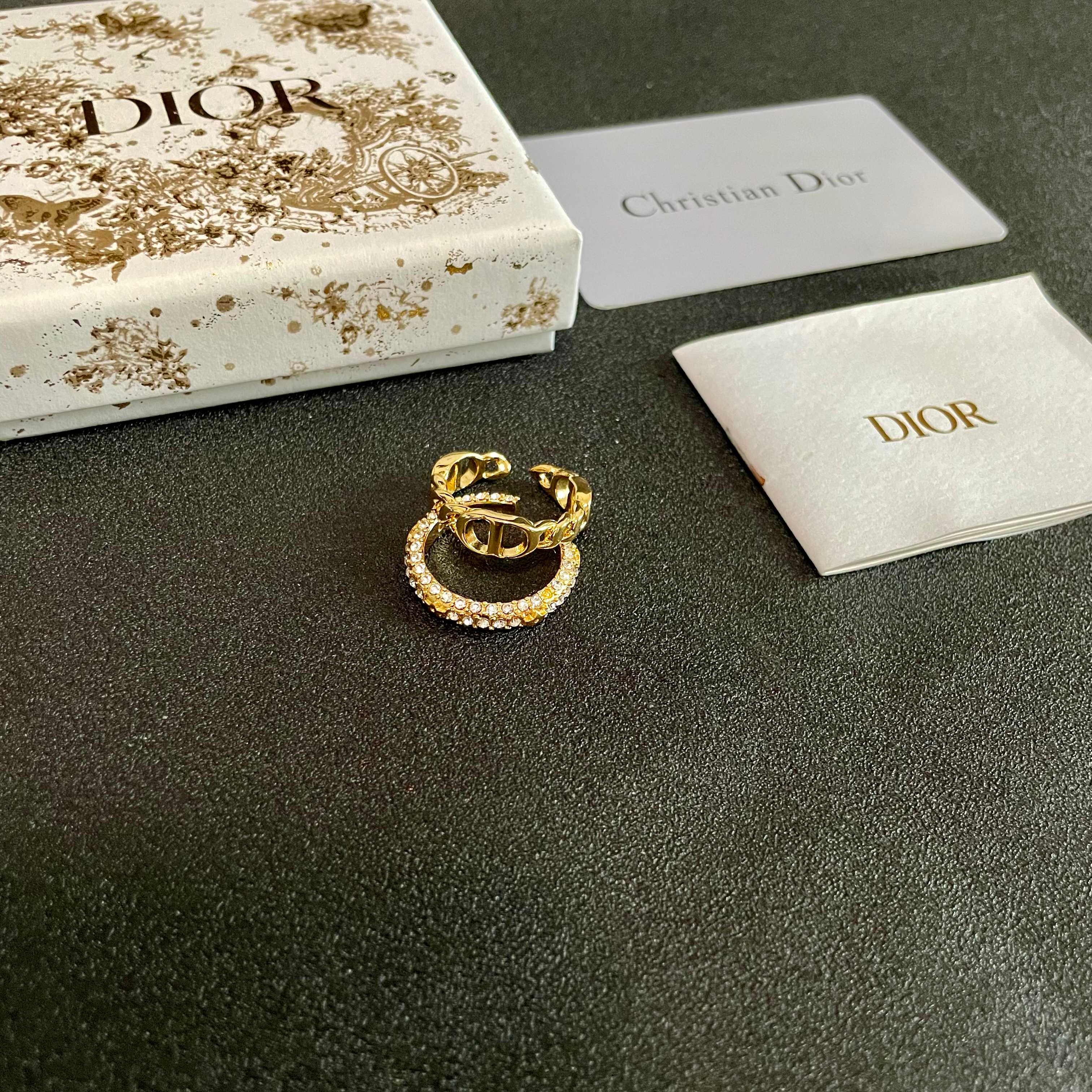 Dior Jewelry Rings CD letter full diamond suit fashion series five-pointed star shape - PONI - Image 4