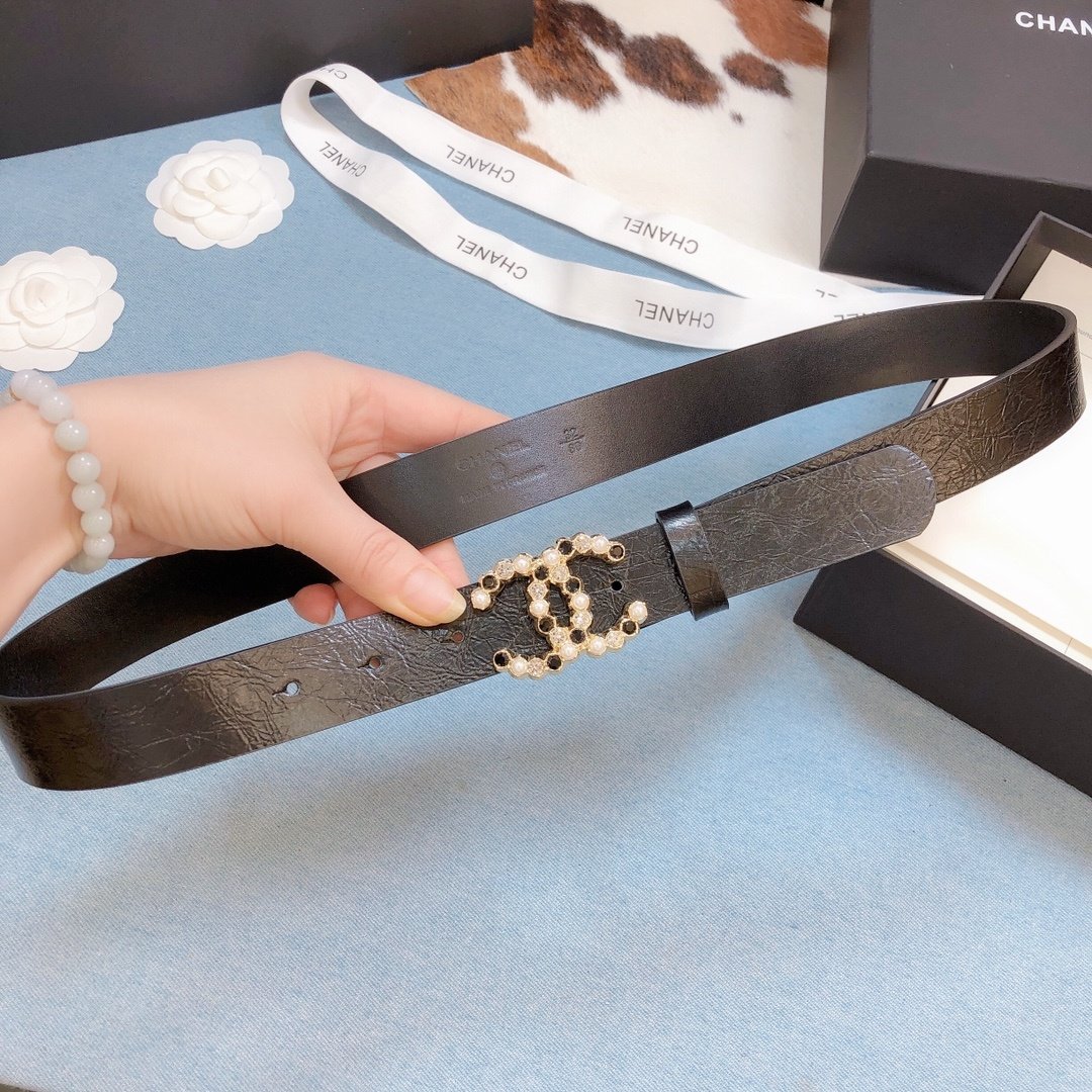 Chanel Belt With Beaded Buckle Brown Gold-Toned Metal and Strass Women Belt - Image 8