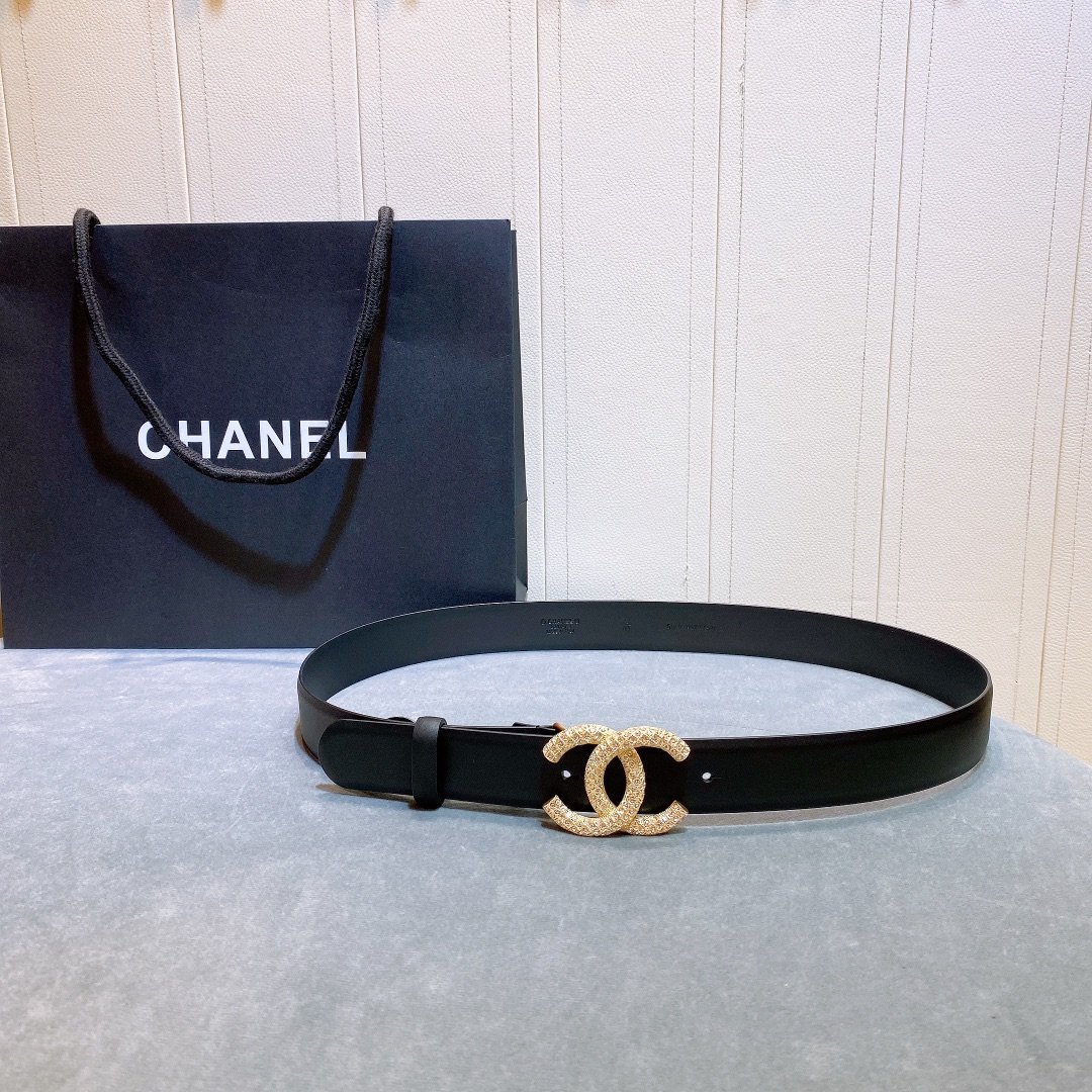 Chanel Belt With Beaded Buckle Black Gold-Toned Metal and Strass Women Belt - Image 3