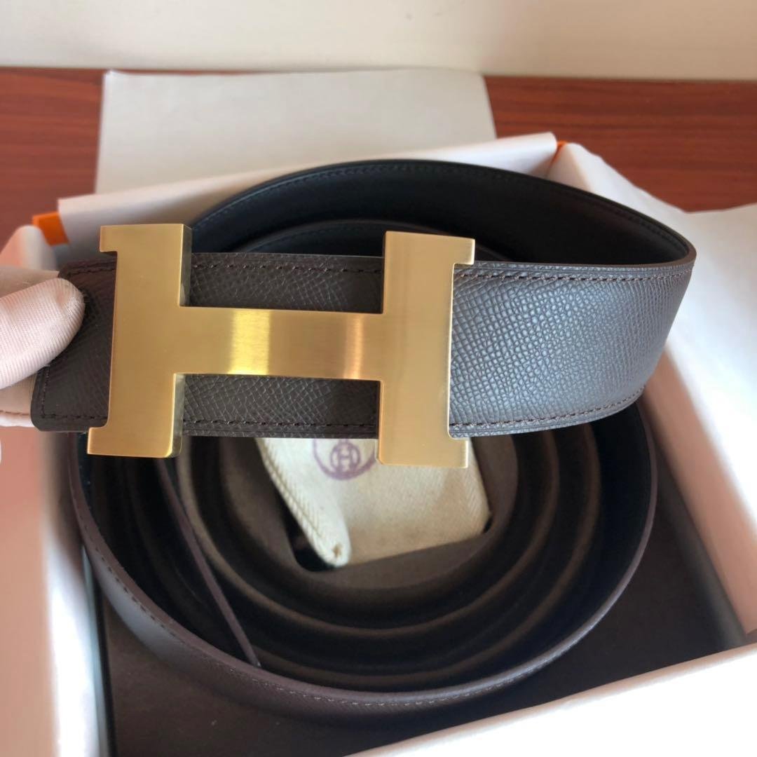 Hermes Mini Constance Guillochee Belt Buckle Reversible Grey For Women, Women Belt - Image 2