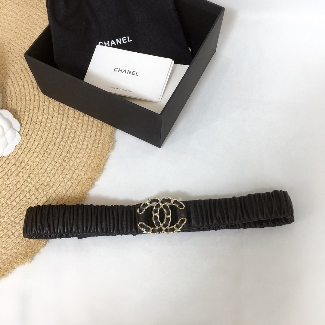 Chanel Belt With Double C Buckle Black Gold-Tone Metal and Strass Women Belt - Image 3