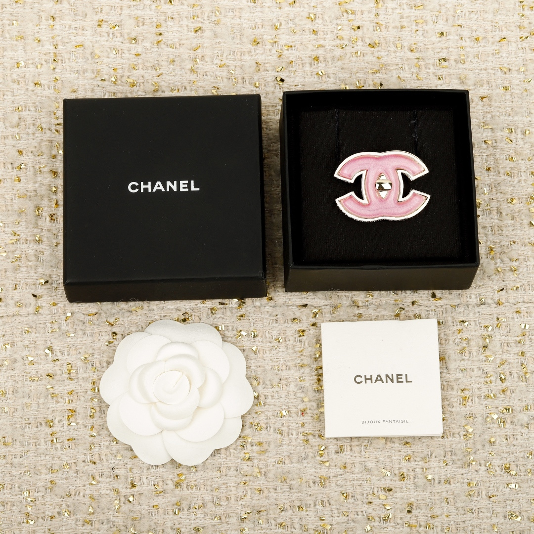 Chanel Pink Double C Brooch with Clasp