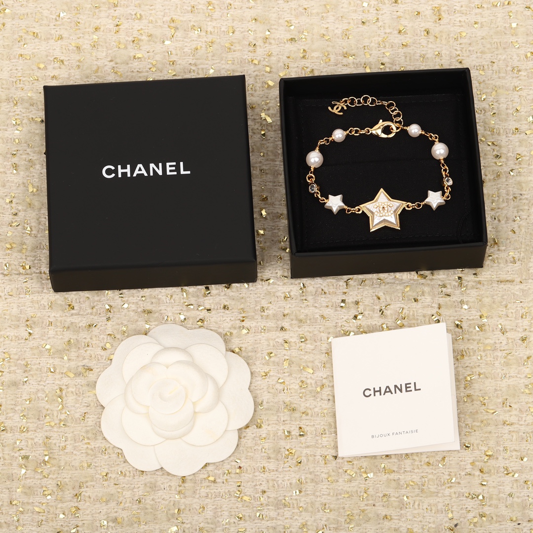 Chanel Pearl Five-Pointed Star Double C Bracelet