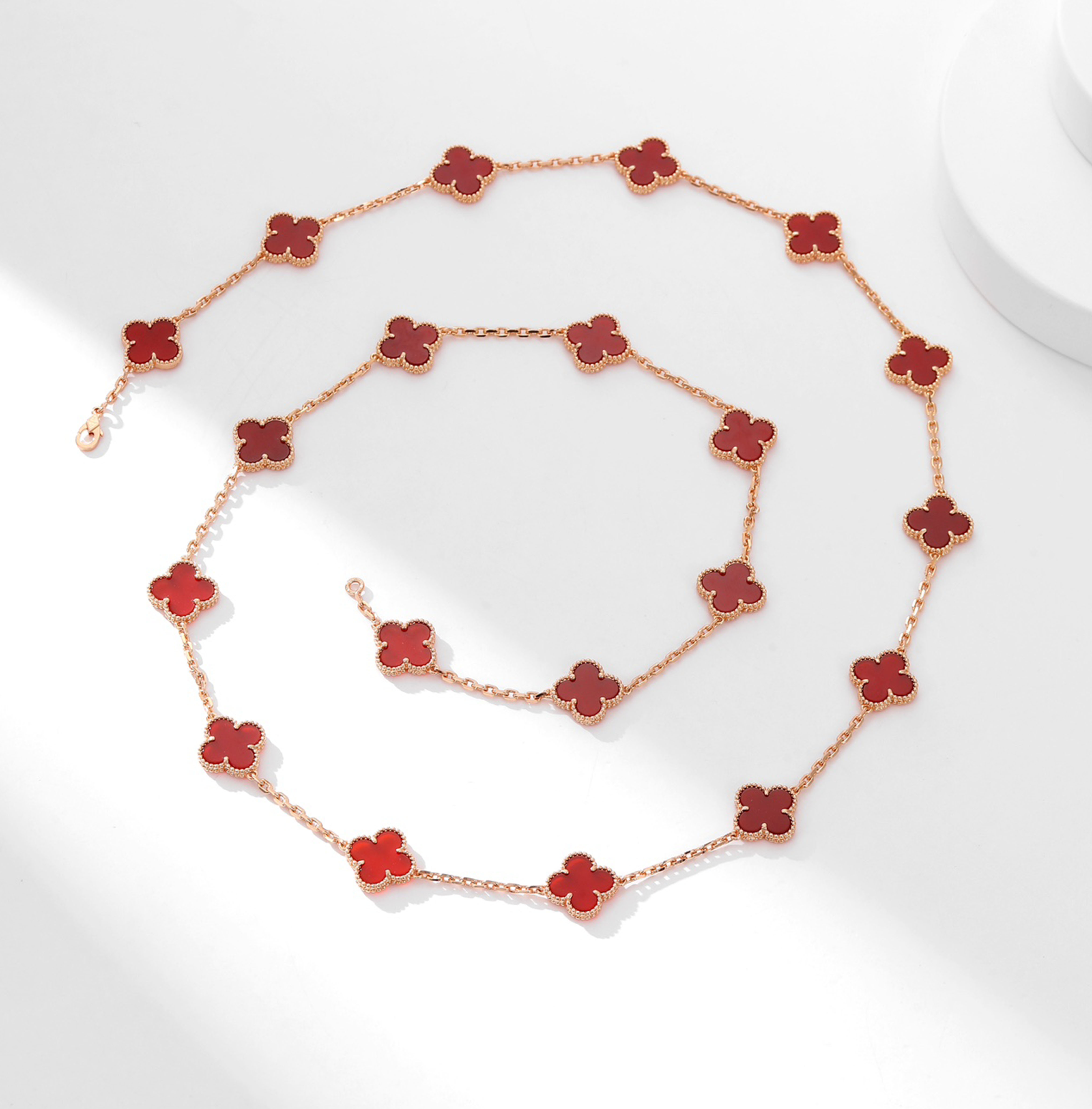 Van Cleef & Arpels Twenty Rose Quartz Rose Gold Pendant Necklace - SUPER-MIRROR