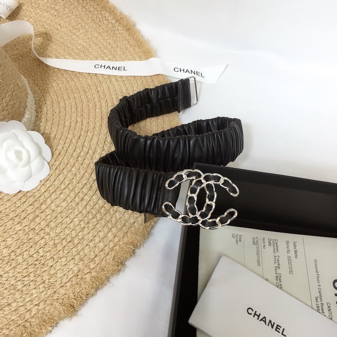 Chanel Belt With Double C Buckle Black Silver-Tone Metal and Strass Women Belt - Image 2