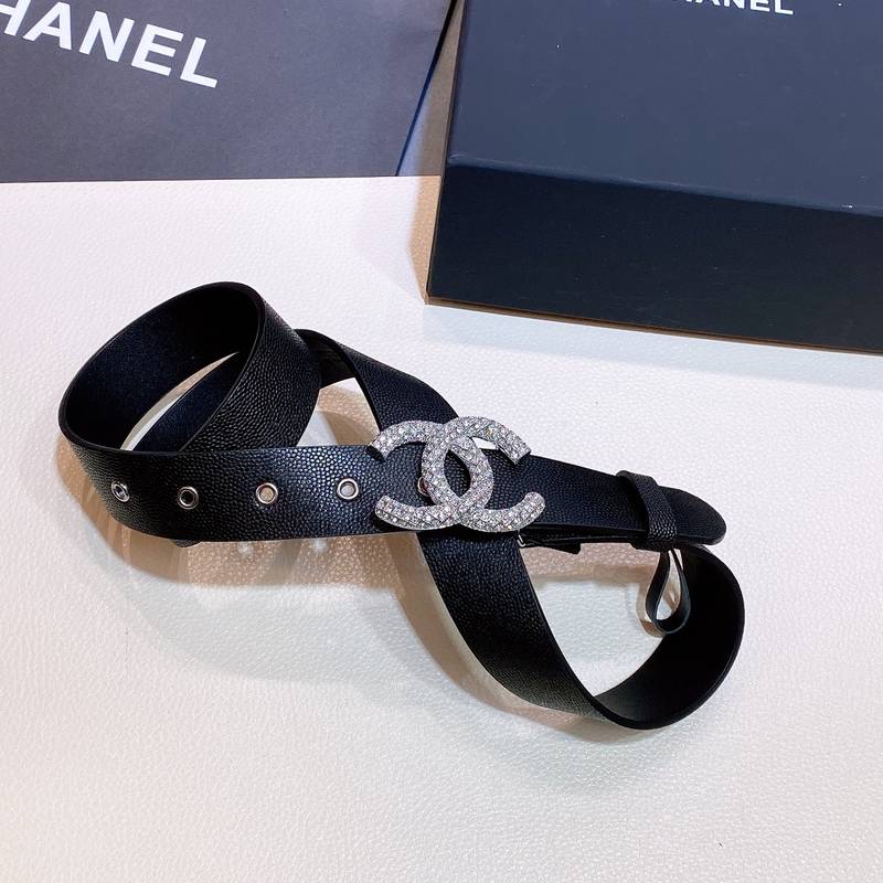 Chanel Belt With Beaded Buckle Black with Silver Hardware Women Belt - Image 4