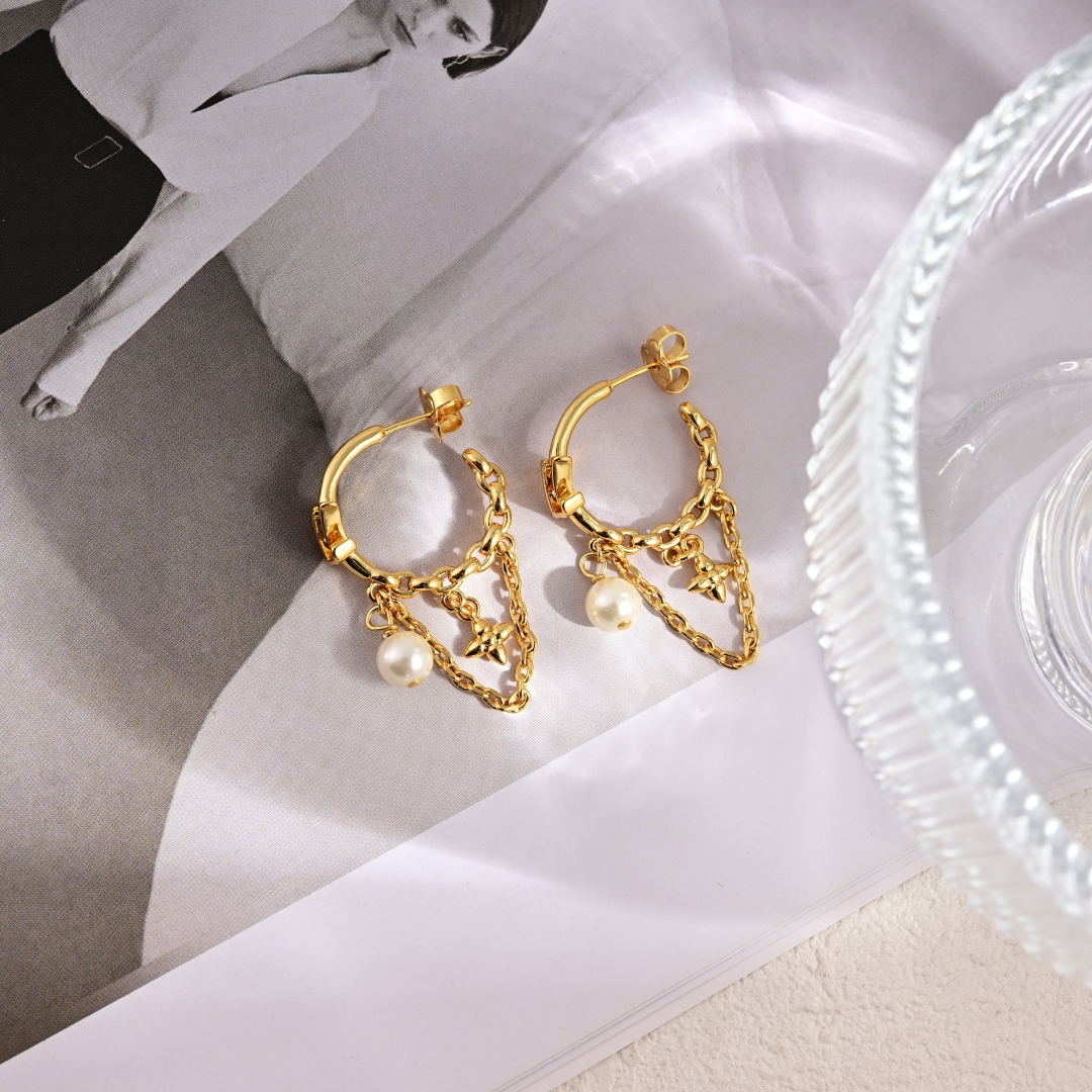 Louis Vuitton Jewelry Earring Pearl tassel - SUPER-MIRROR