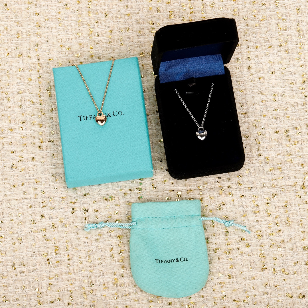 Tiffany Double Heart Tag Mini Collection Love Necklace. - SUPER-MIRROR