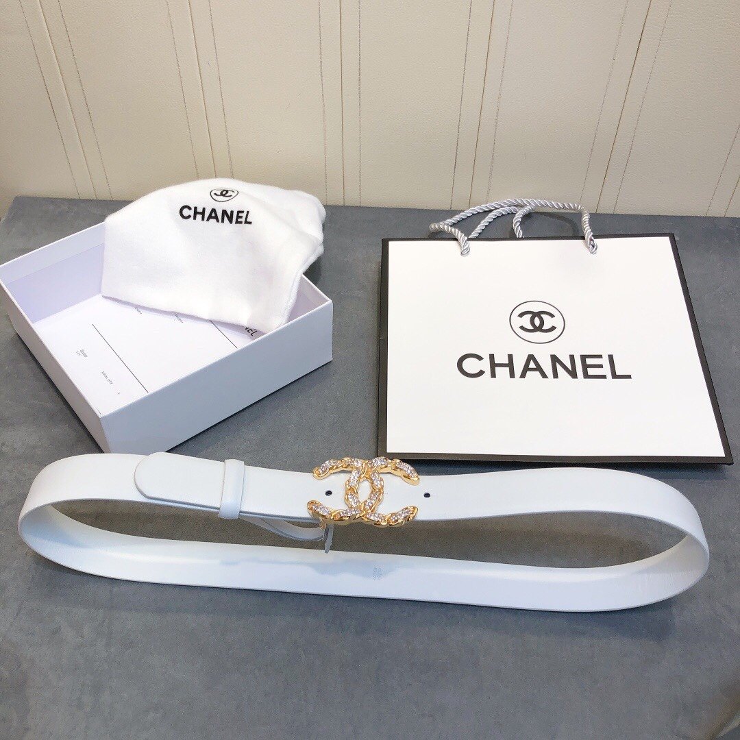 Chanel Belt With Double C Buckle White Women Belt #2 - Image 4