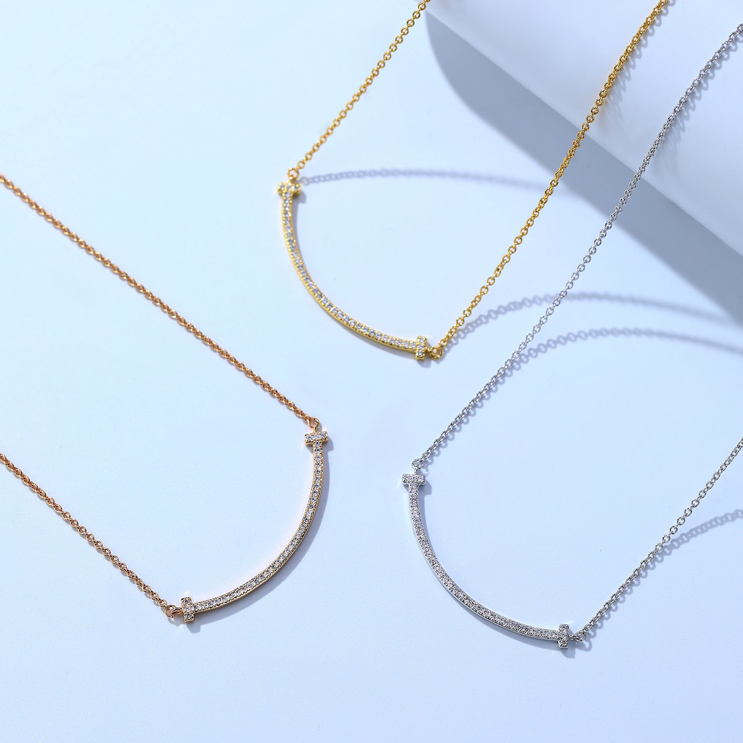 Tiffany T Smile Collection Smile Diamond Necklace (Small Size). - SUPER-MIRROR